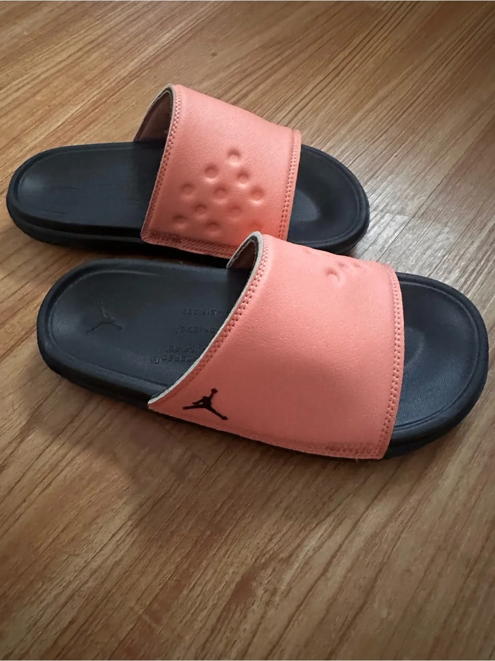 Jordan Peach and Black Slide Sandals